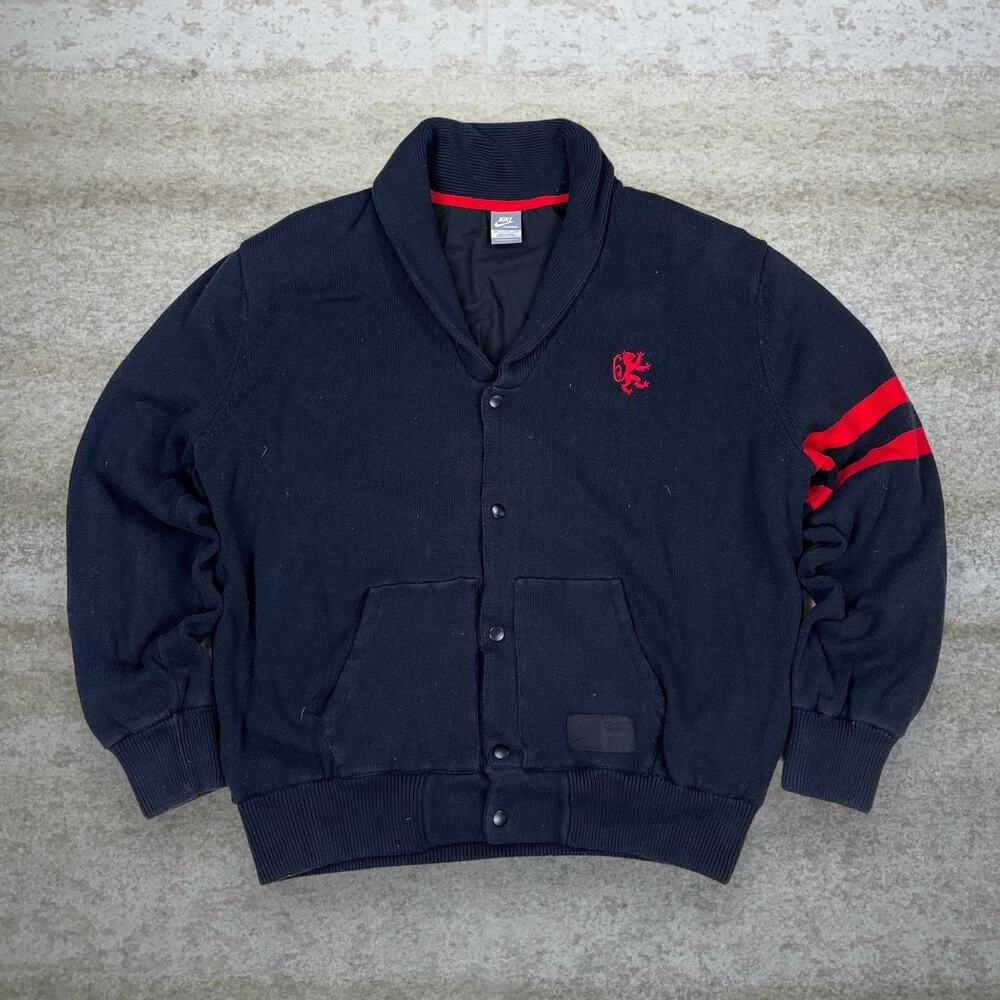 Vintage Lebron 330 Nike Jacket Black Cotton Red Lion Button Up Y2K